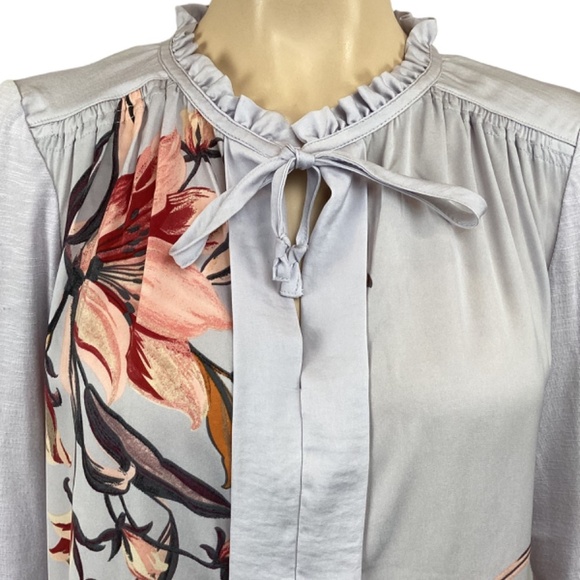 Anthropologie Meadow Rue Evella Lavender Tie Neck Blouse Size XS Xsmall - Picture 7 of 9